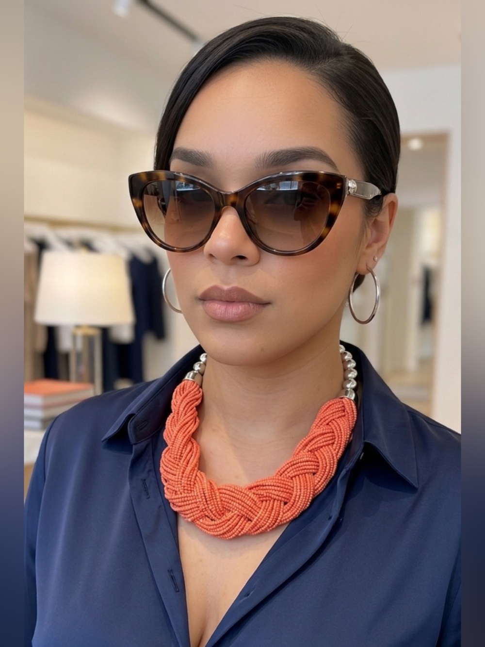 Braided Coral Beaded Necklace